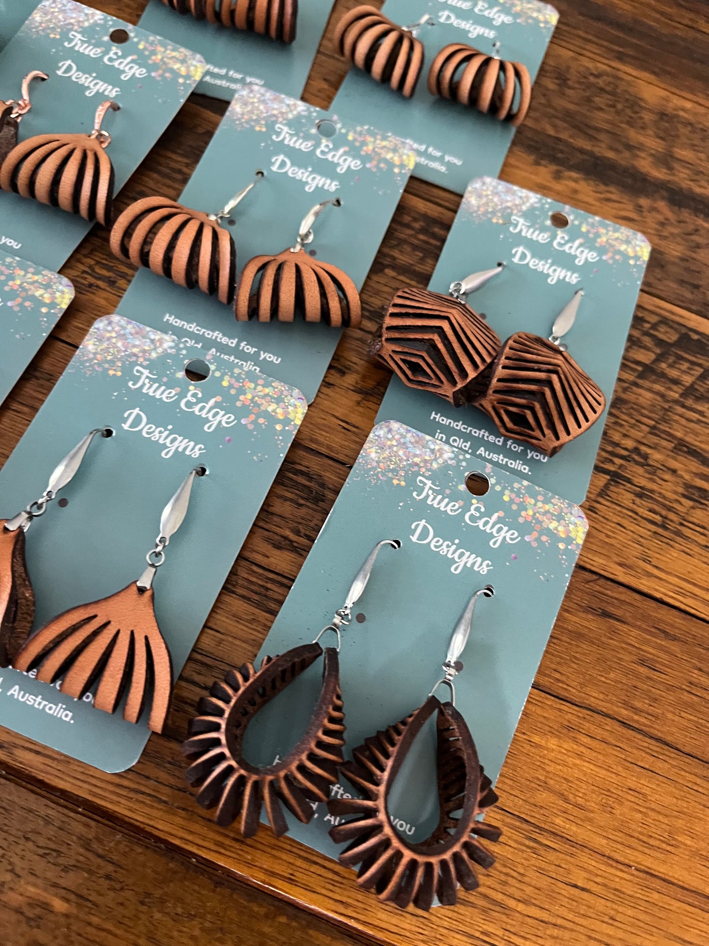 Leather Rustic Basket Earrings