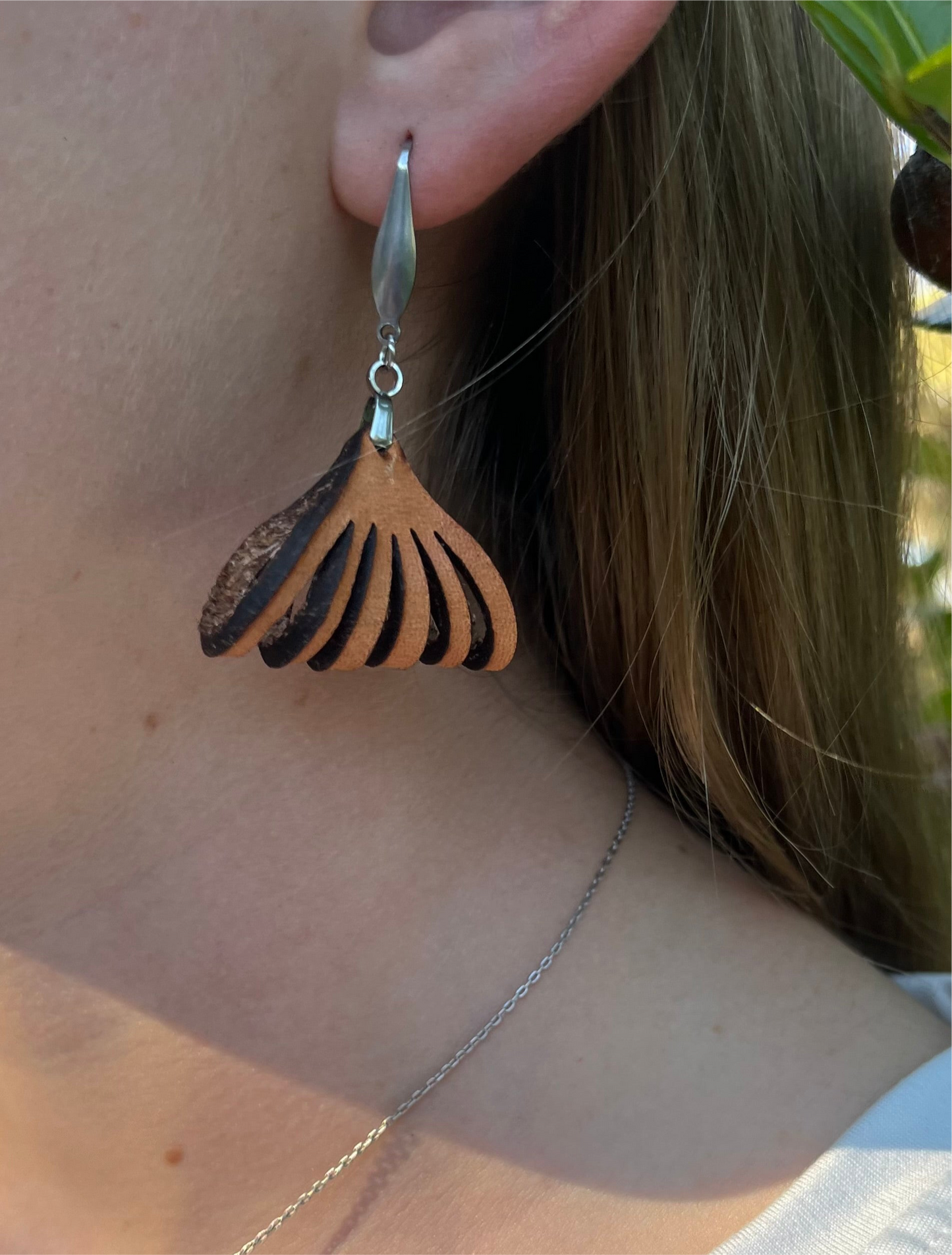 Leather Rustic Basket Earrings