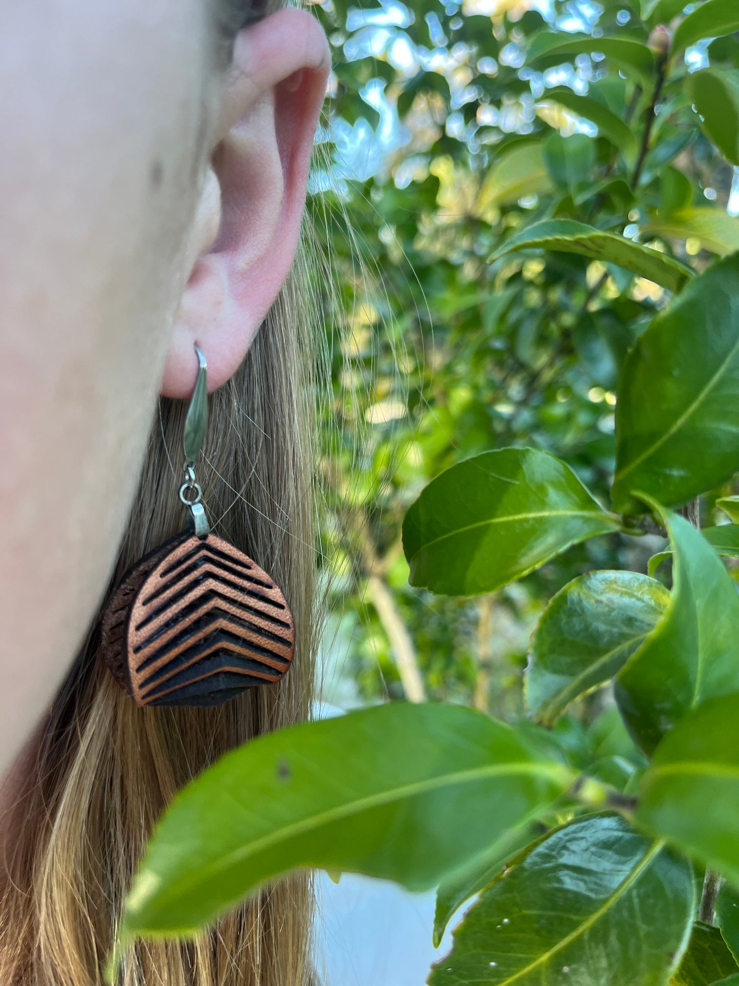 Leather Rustic Basket Earrings