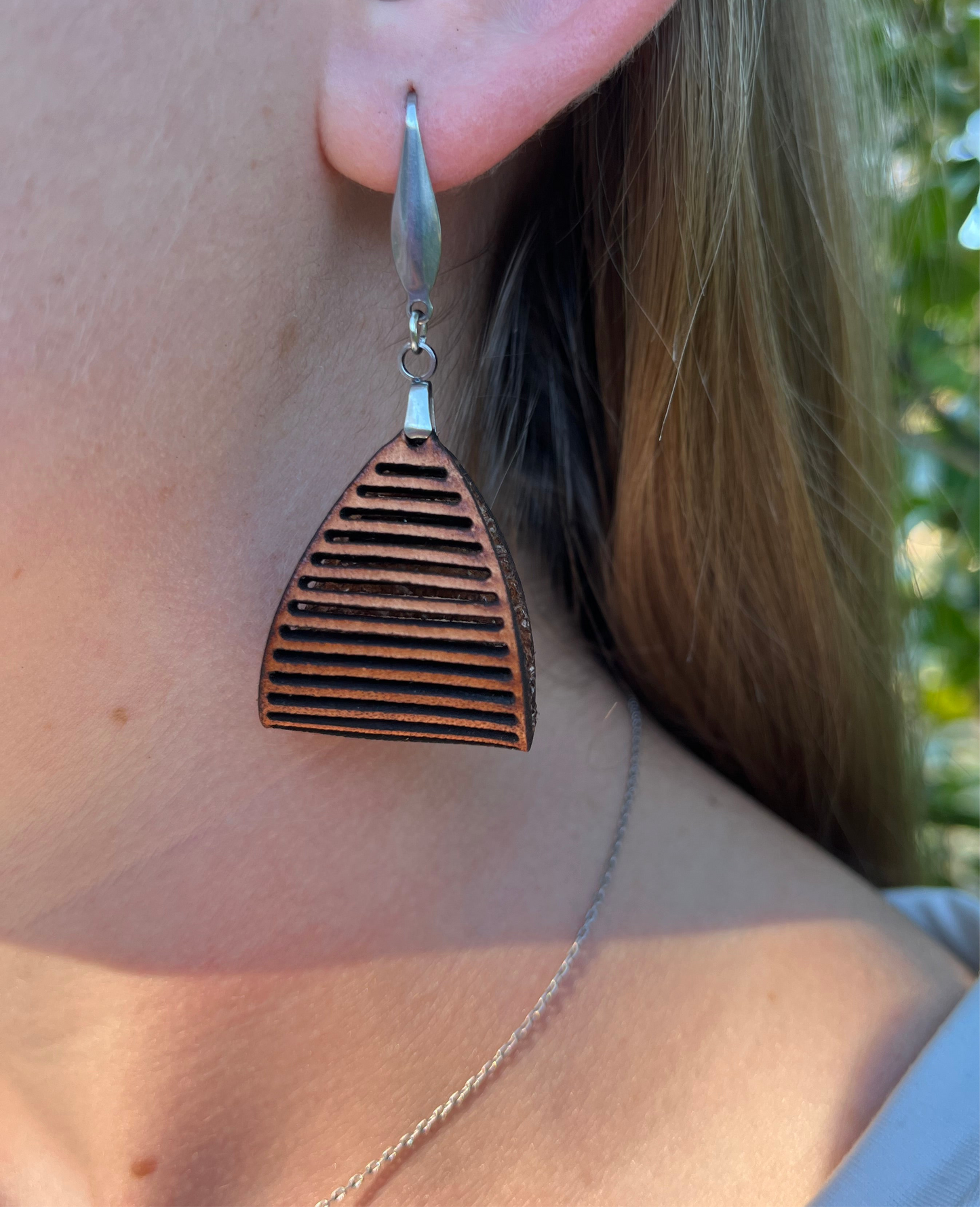 Leather Rustic Basket Earrings