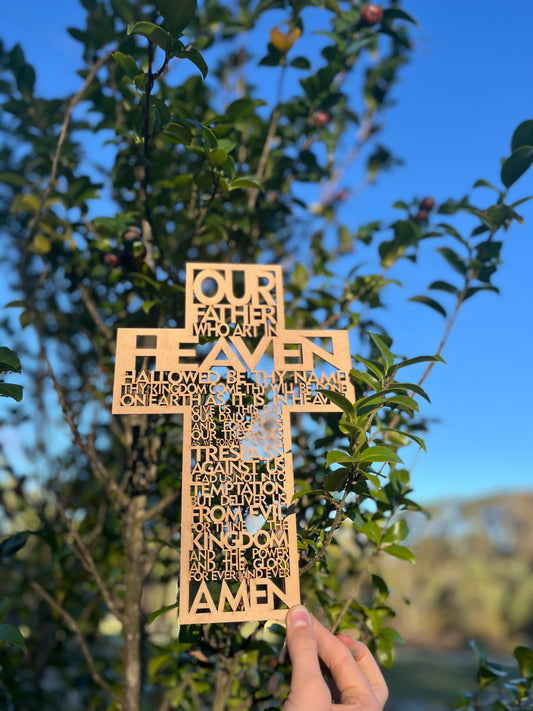 Lord's Prayer Cross Sign Decor Matthew 6:9-13