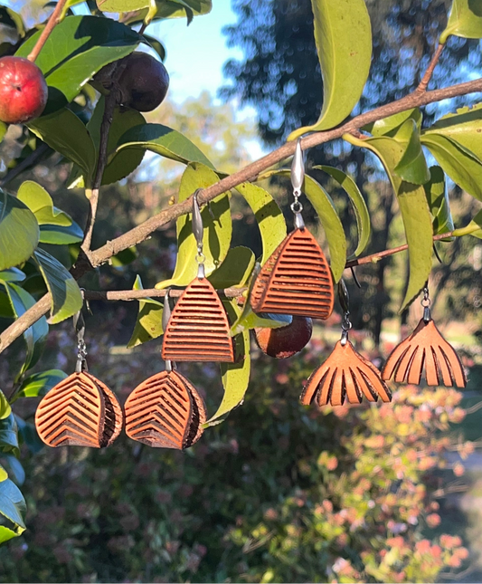 Leather Rustic Basket Earrings