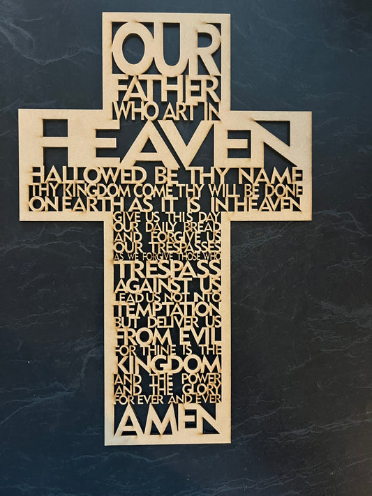 Lord's Prayer Cross Sign Decor Matthew 6:9-13