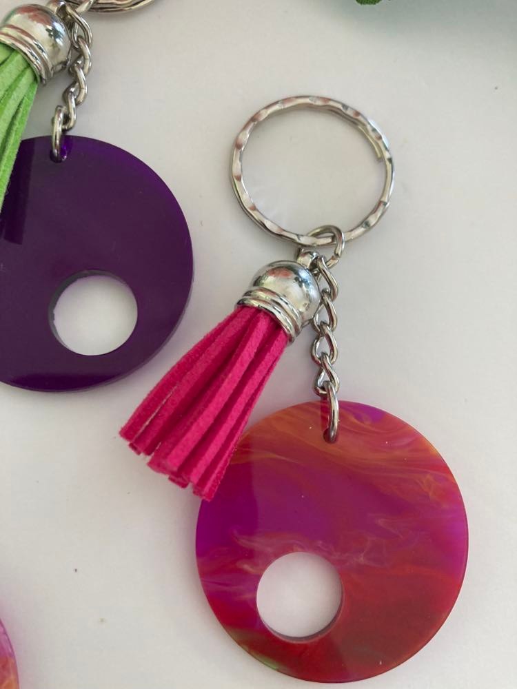 Keyring, Acrylic Circle with Tassel