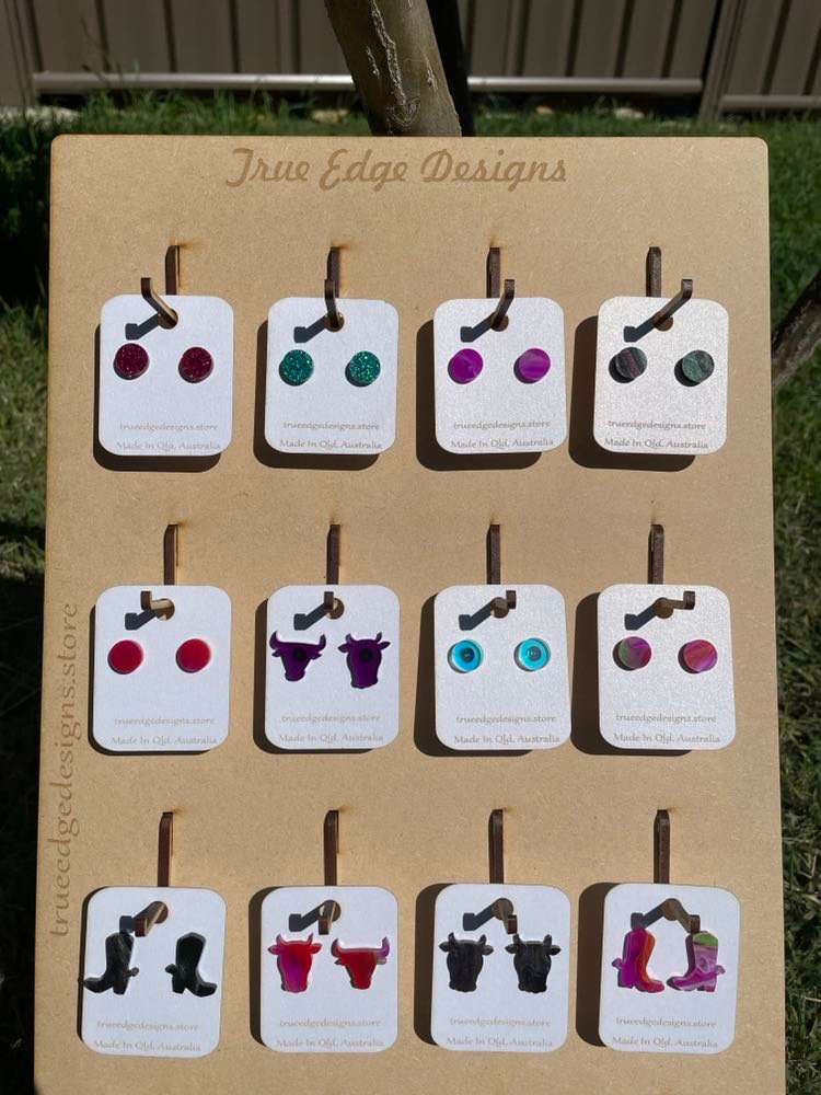 Earrings, Stud, Acrylic - assorted