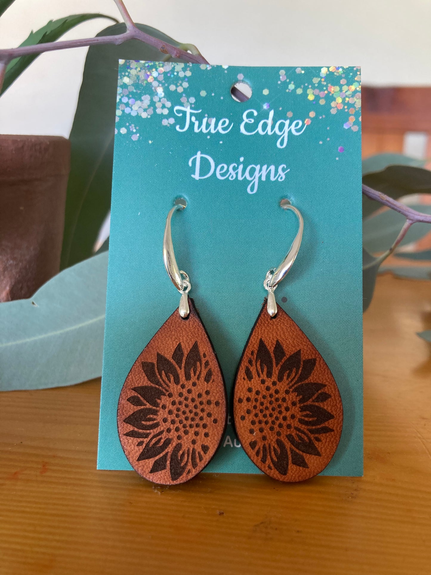 Earrings, Solid Leather - Australian made.