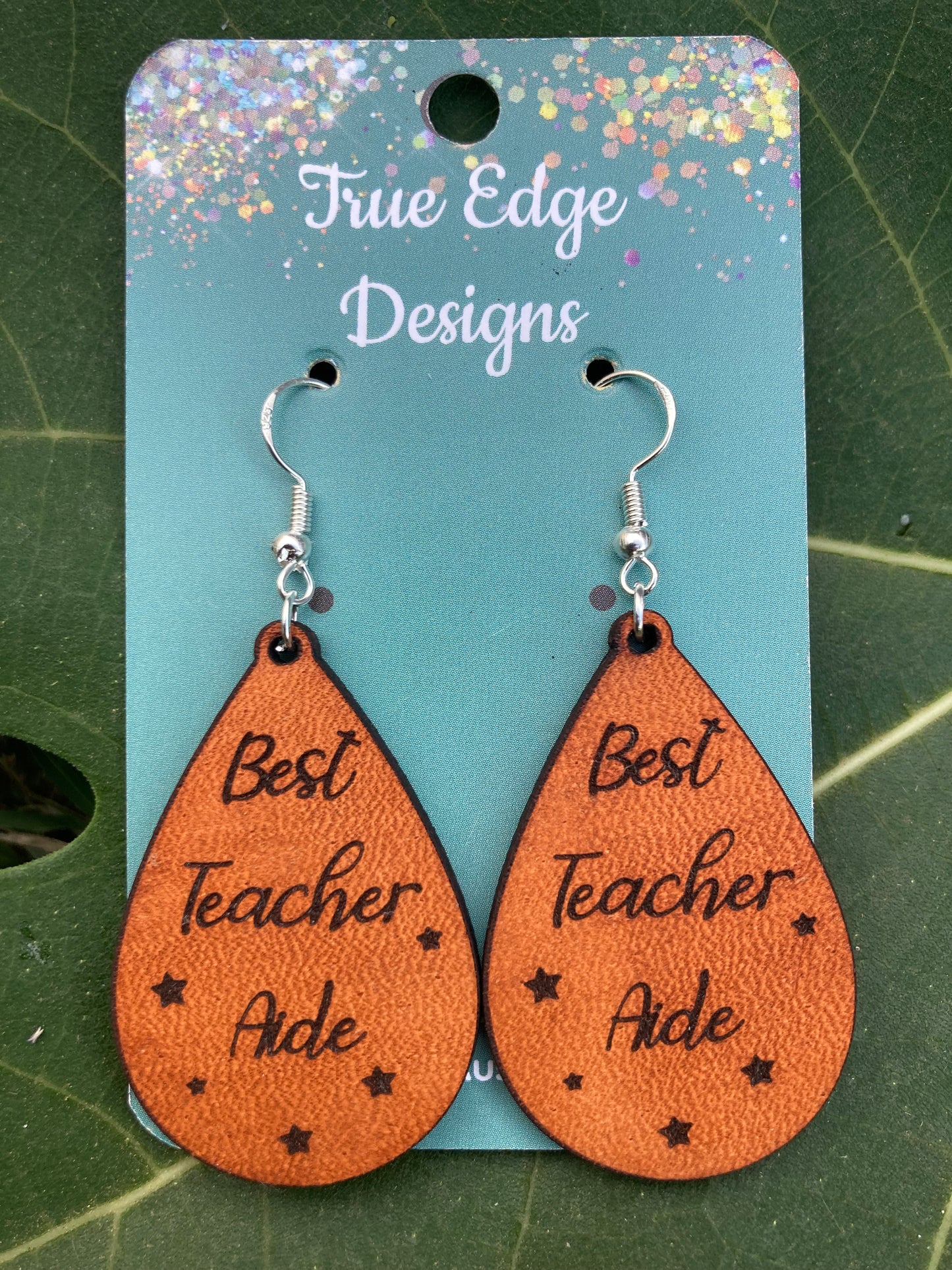 Teacher Appreciation Earrings, Solid Leather - Australian made.