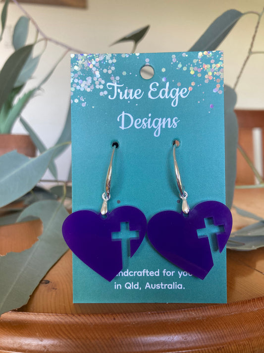 Heart with Cross Earrings