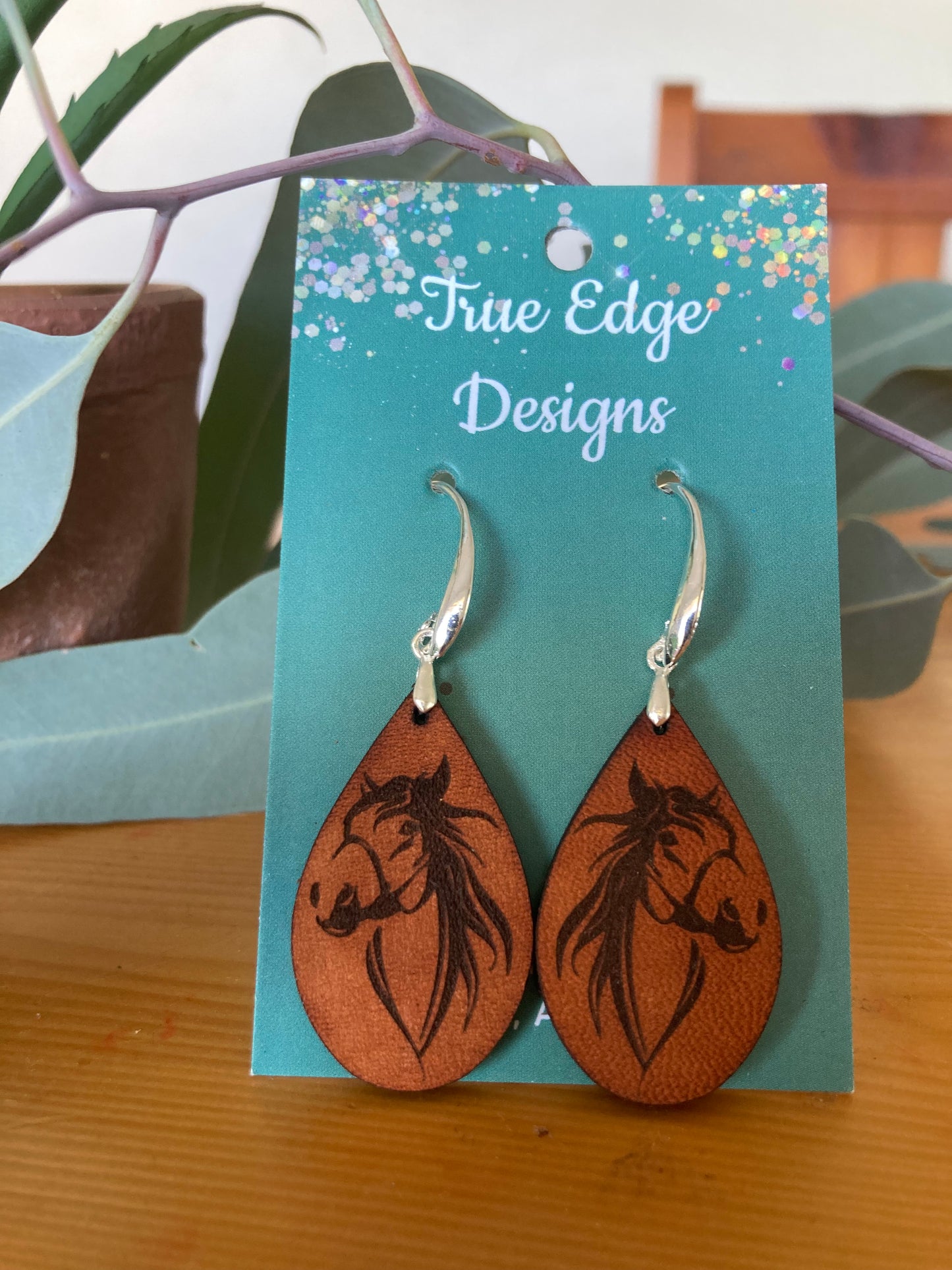 Earrings, Solid Leather - Australian made.