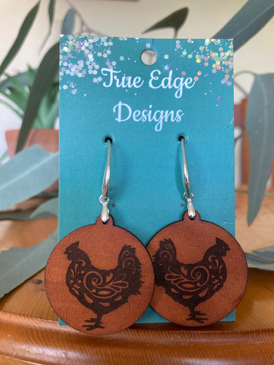 Earrings, Solid Leather - Australian made.