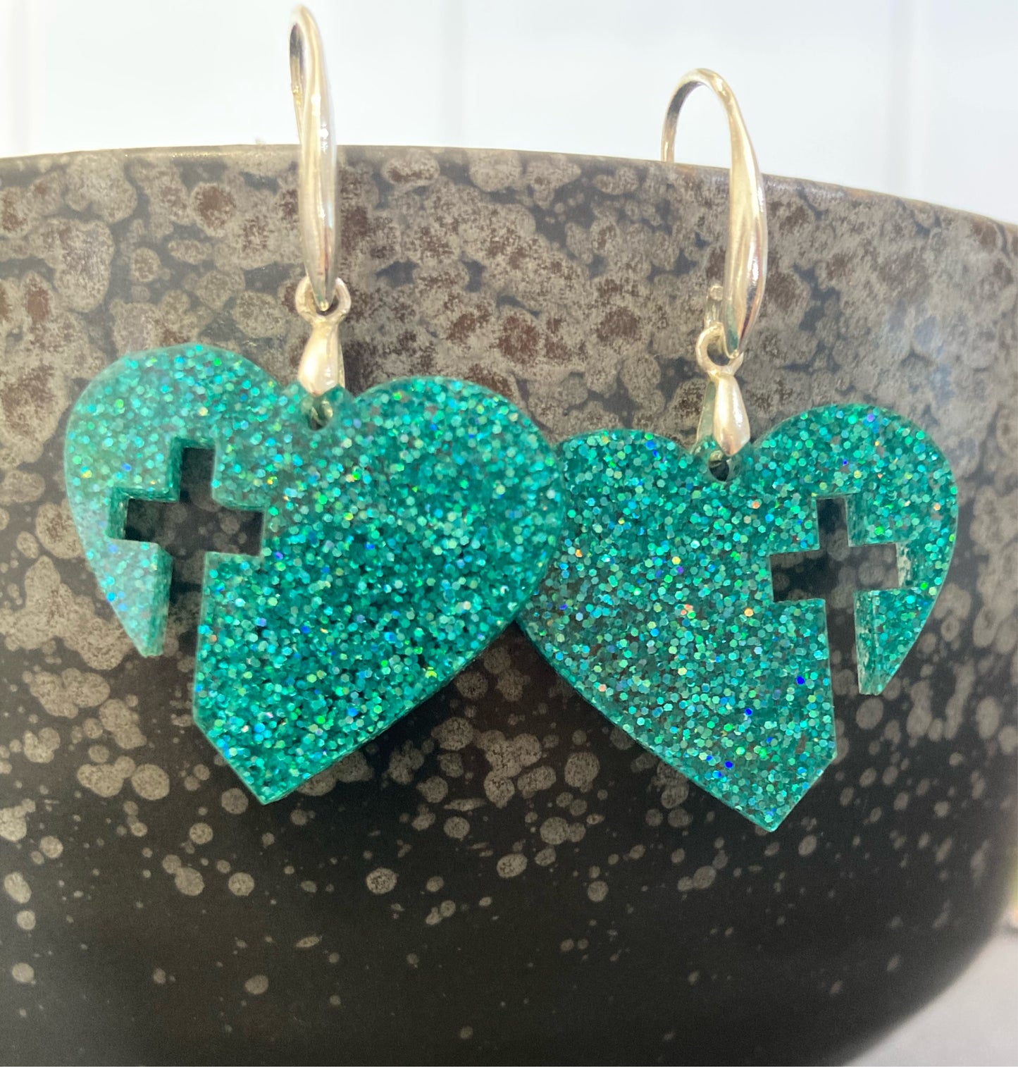 Heart with Cross Earrings