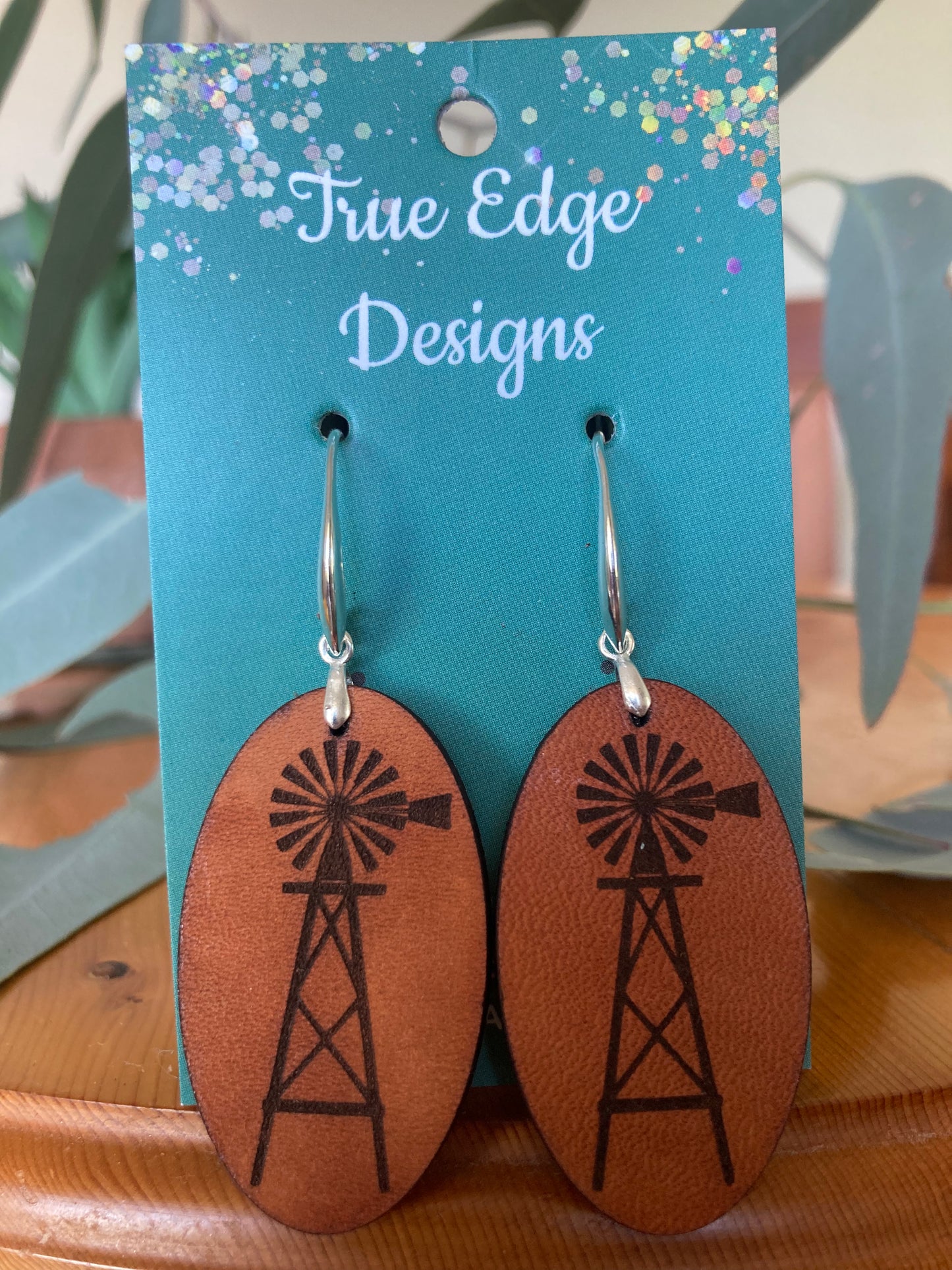 Earrings, Solid Leather - Australian made.